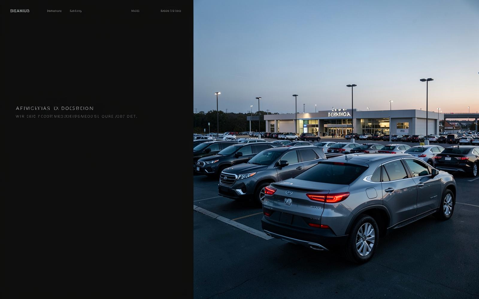 Large US dealership inventory lot prepared for vehicle-based digital marketing