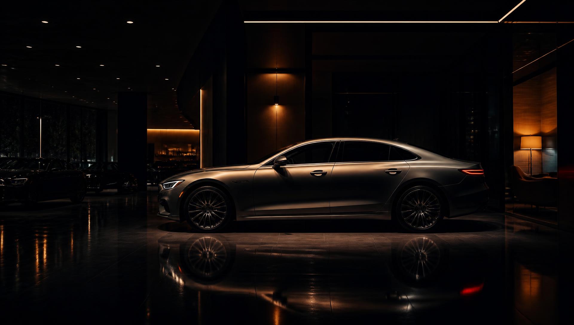 Vehicles presented beneath bright showroom lighting at a modern US dealership